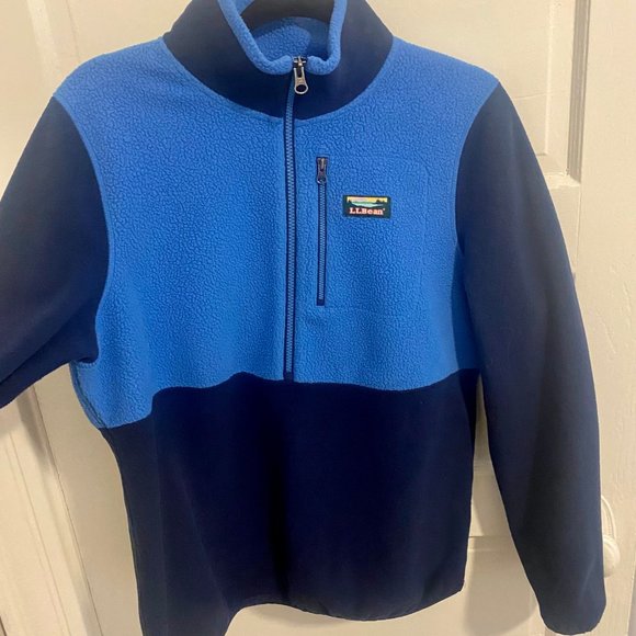 L.L. Bean Two Tone Blue Polartec Fleece Half Zip Fullover - Picture 4 of 7